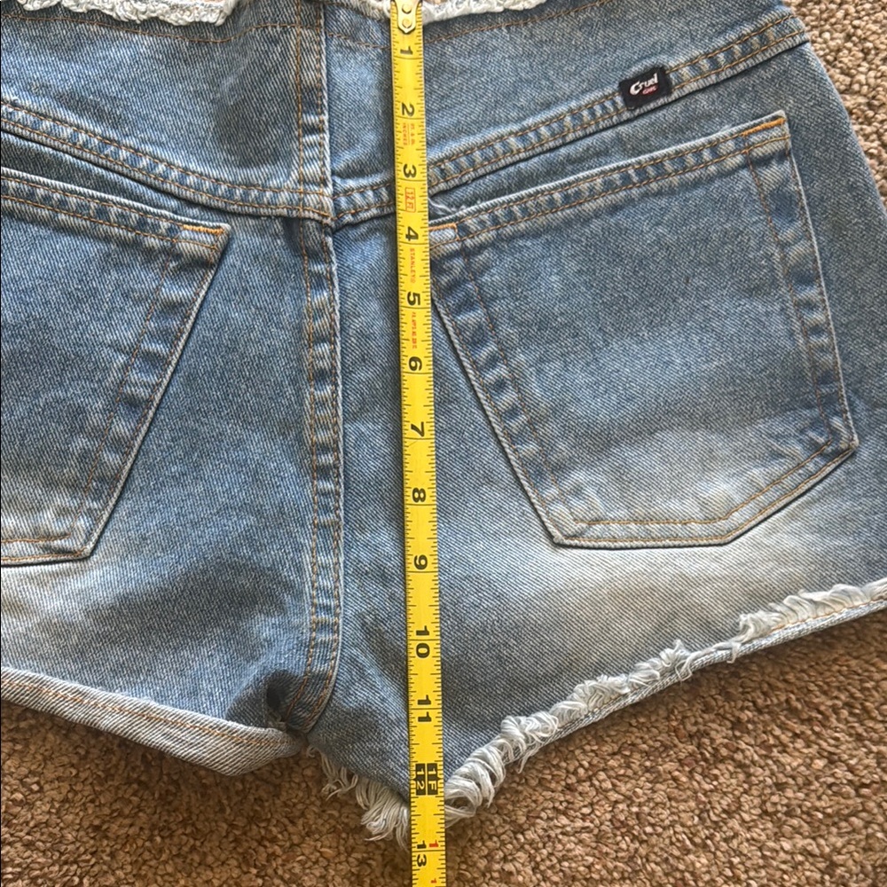 Cruel Girl Blue Jean Shorts Distressed Frayed Hem - Picture 7 of 7